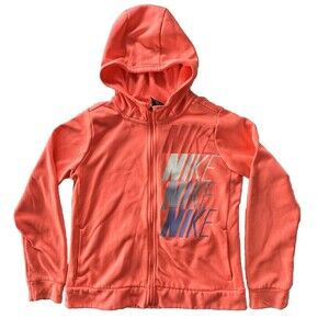 Nike DriFIT kids youth girls full zip pink logo fleece lined hoodie-XL FLAWS